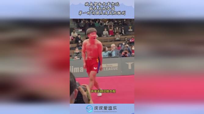 张本智和夺冠后脱衣庆祝 并亮出球衣张本智和夺冠后脱衣庆祝，亮出球衣——热血瞬间，诠释运动精神